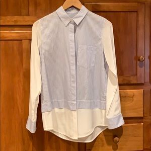 Vince Blue and White Striped “Layered” Blouse 4